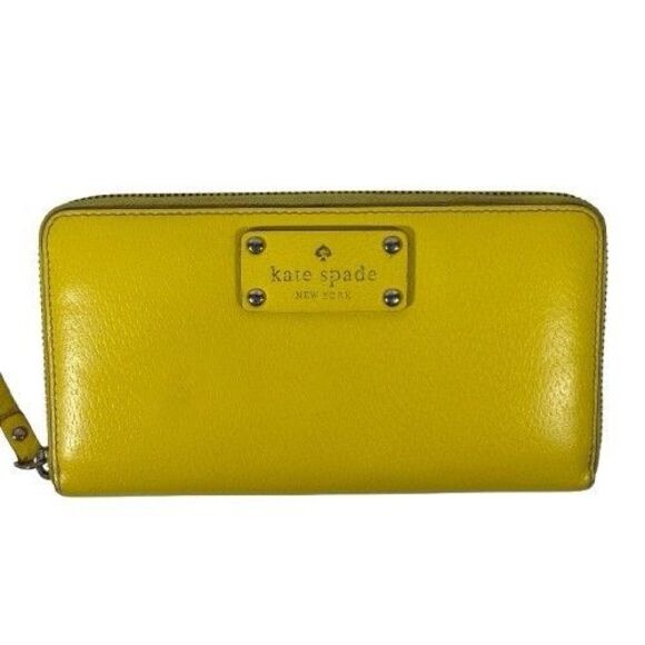 Kate Spade Wellesley Continental Wallet Limoncello Yellow Leather Zip Around - Picture 1 of 12